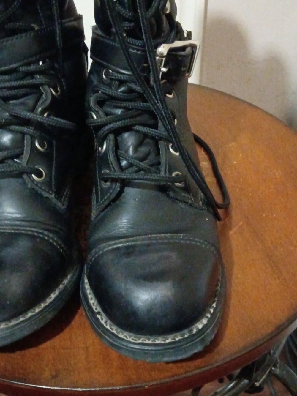 Harley Davidson Lace up Bucke up Motorcycle Boots Size 6D Vintage Made in USA - Picture 9 of 14